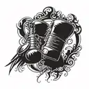 boxing gloves, single raven, razor blade tattoo tattoo design idea