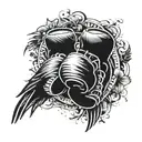 boxing gloves, single raven, razor blade tattoo tattoo design idea