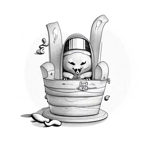 peanut in a coffin tattoo design idea