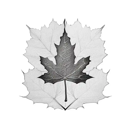 coffee bean combined with maple leaf tattoo design idea