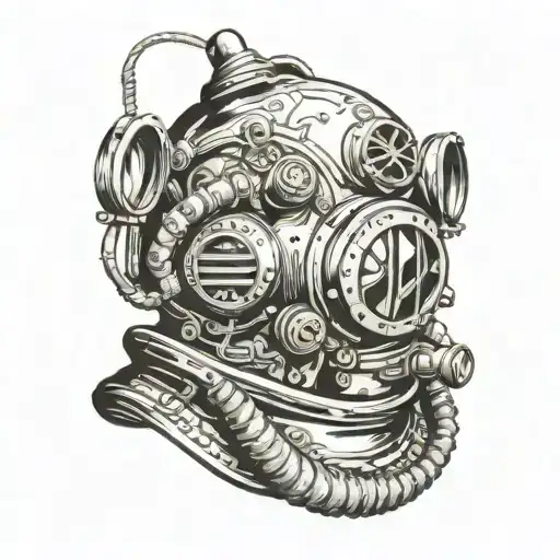 diver helmet tattoo design idea