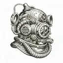 diver helmet tattoo design idea