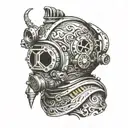 diver helmet tattoo design idea