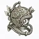diver helmet tattoo design idea