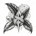 feather infinity symbol intertwined tattoo design idea