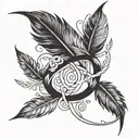 feather infinity symbol intertwined tattoo design idea