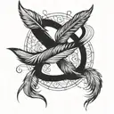feather infinity symbol intertwined tattoo design idea