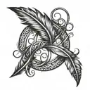 feather infinity symbol intertwined tattoo design idea