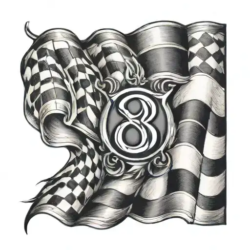 number 83 checkered flag tattoo design idea