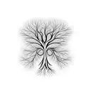Tree with fractal branches and deep roots. tattoo design idea