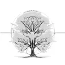 Tree with fractal branches and deep roots. tattoo design idea