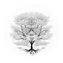 Tree with fractal branches and deep roots. tattoo design idea