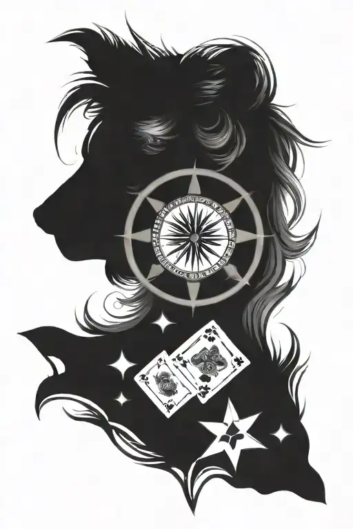 leo star sign, Sagittarius sign,  gambling tattoo design idea