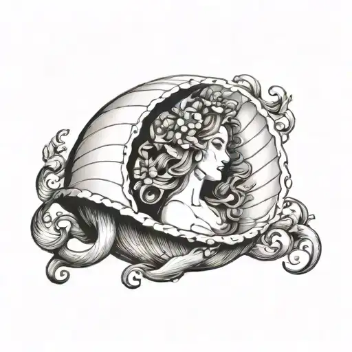 aphrodite inside a shell tattoo design idea