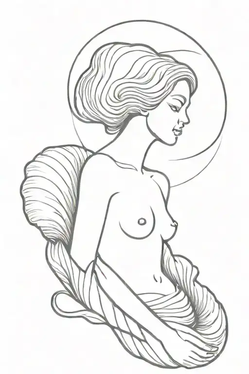 aphrodite inside a shell tattoo design idea