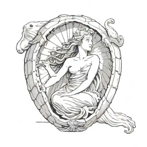 aphrodite inside a shell tattoo design idea