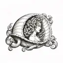 aphrodite inside a shell tattoo design idea