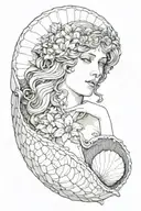aphrodite inside a shell tattoo design idea