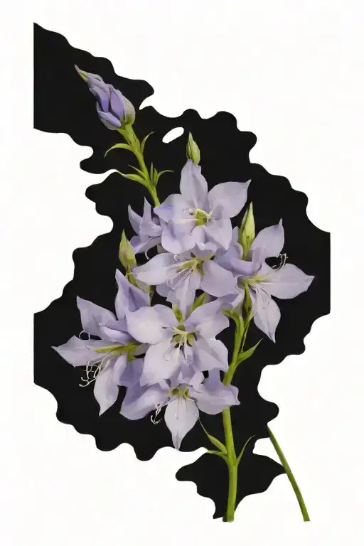 larkspur with a stem up to 12 inches. also include on the stem saying "this to shall pass"  tattoo design idea
