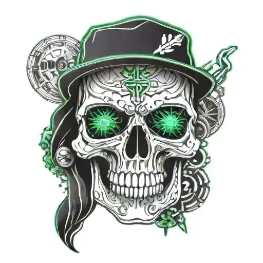 skull with a irish  boston beanie  tattoo design idea