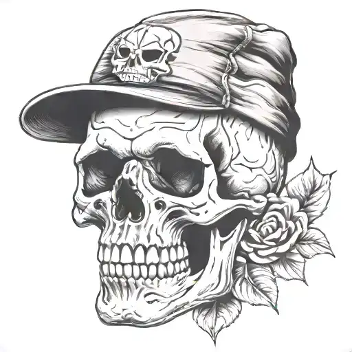 skull with a boston beanie  tattoo design idea