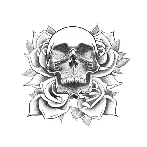 half sleeve with suger skull and roses very large  tattoo design idea