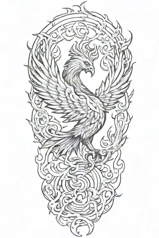 phoenix rising from flames tattoo design idea