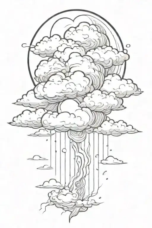 cloud storm, silver lining tattoo design idea