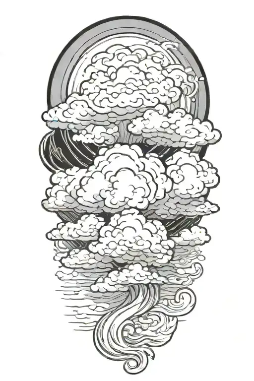 cloud storm, silver lining tattoo design idea