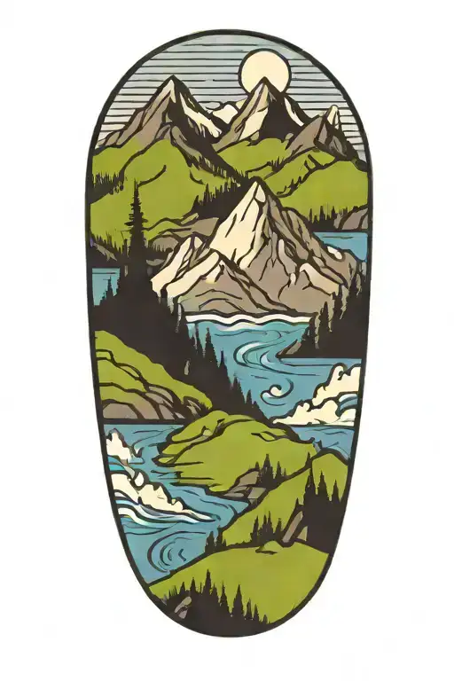 water, mountains, travel tattoo tattoo design idea