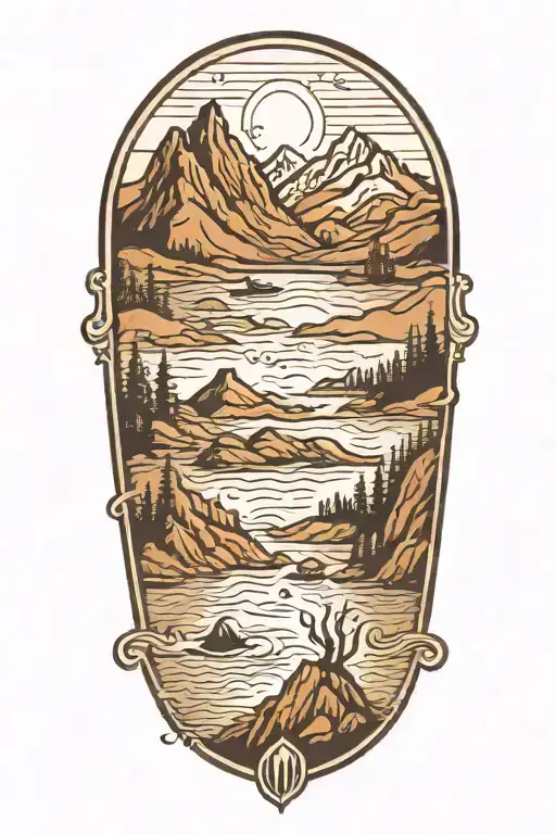 water, mountains, travel tattoo tattoo design idea