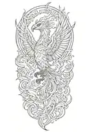 phoenix rising from flames, fire tattoo design idea