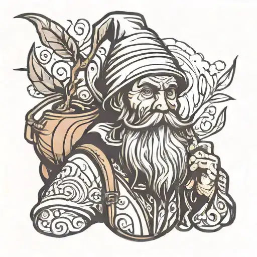 bearded hermit with a bag tattoo design idea