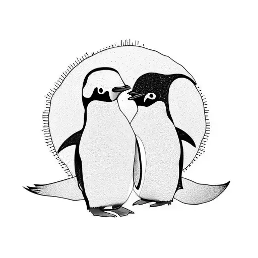 mom penguin son penguin together tattoo design idea