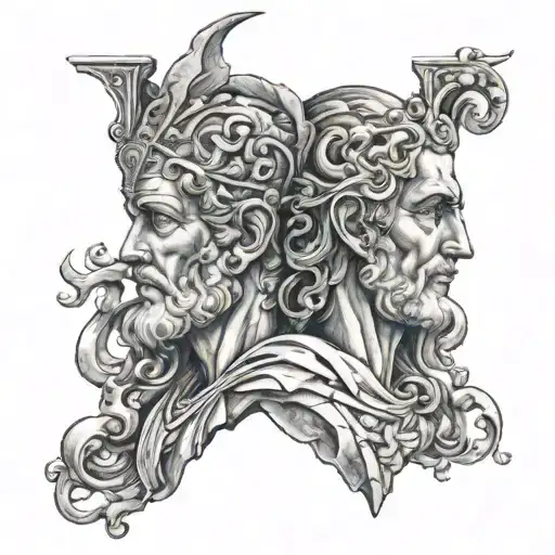 Janus god of portals tattoo design idea