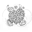 two candy hearts overlapping that say they and them tattoo design idea