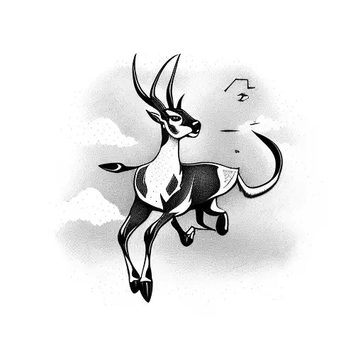 a springbok jumping with 3 patches tattoo design idea