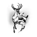 a south african springbok jumping with 3 patches on its hind quarter tattoo design idea