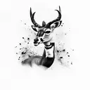 a south african springbok jumping with 3 patches on its hind quarter tattoo design idea