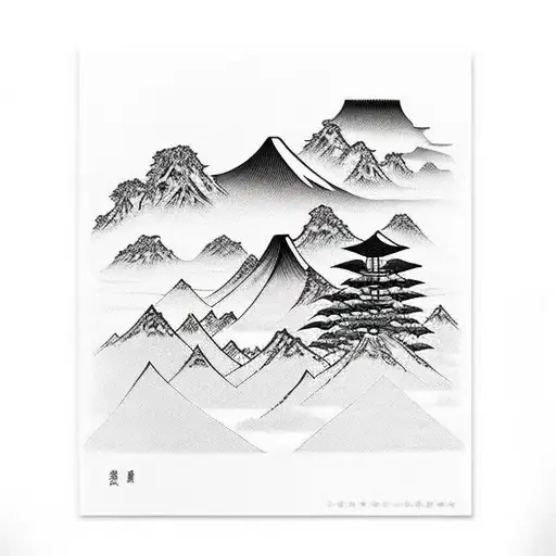 mountains rock and roll tattoo design idea