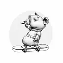 piglet riding a skateboard tattoo design idea
