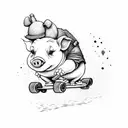 piglet riding a skateboard tattoo design idea