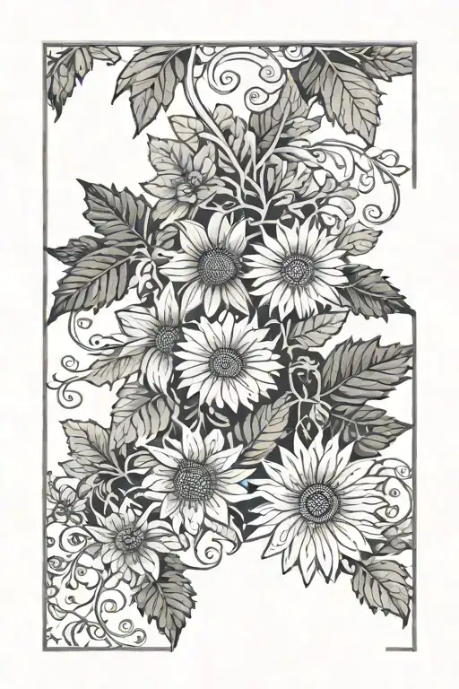 Grape vine Oak leaves Hops Gerber daisy  Paisley Ferns tattoo design idea