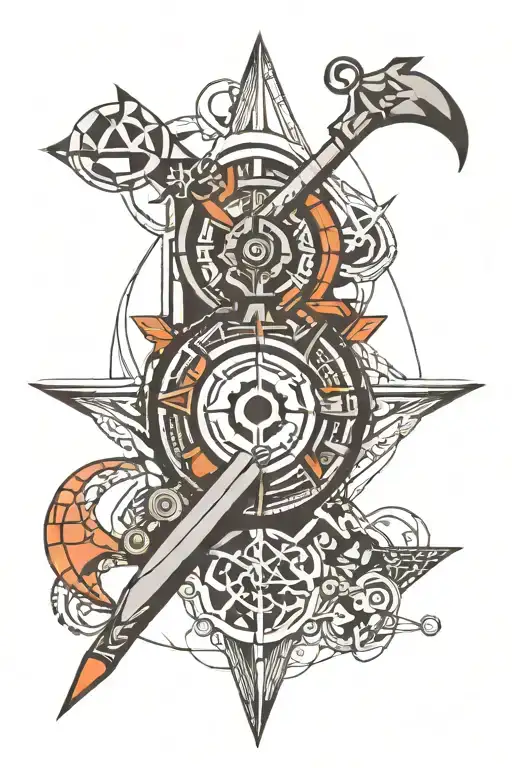 geometrical symbols representing the clients  strength and endurance tattoo design idea