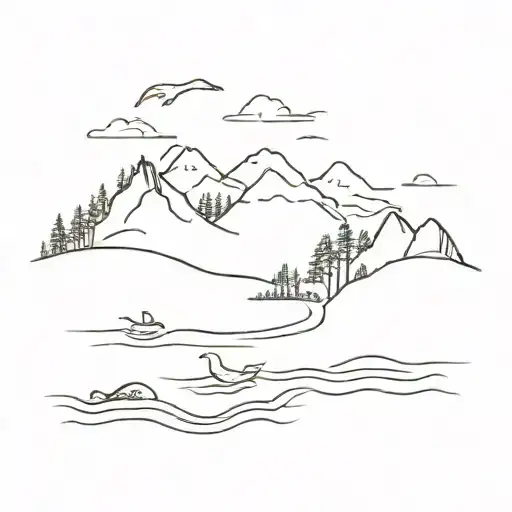 Oregon coast sea animals tattoo design idea
