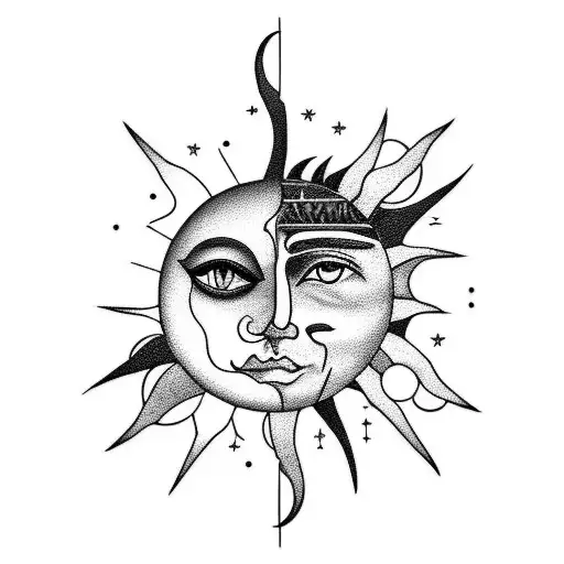 Sun and Moon tattoo design idea