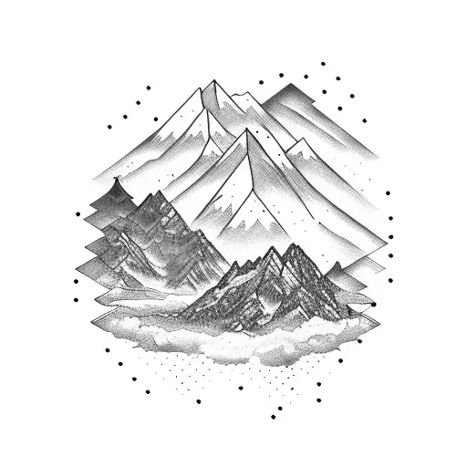Square Mountain Tattoo with Circle in Bess Hamiti Style Stock Illustration  - Illustration of mountain, focus: 280678516