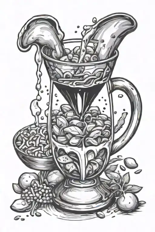 food sciene food pouring out of a beaker filled tattoo design idea