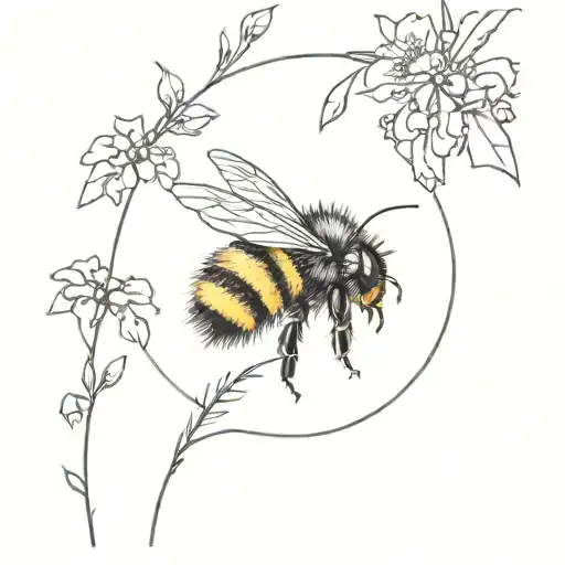 bumblebee yellow round fluff soft tattoo design idea