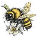 bumblebee yellow round fluff soft tattoo design idea